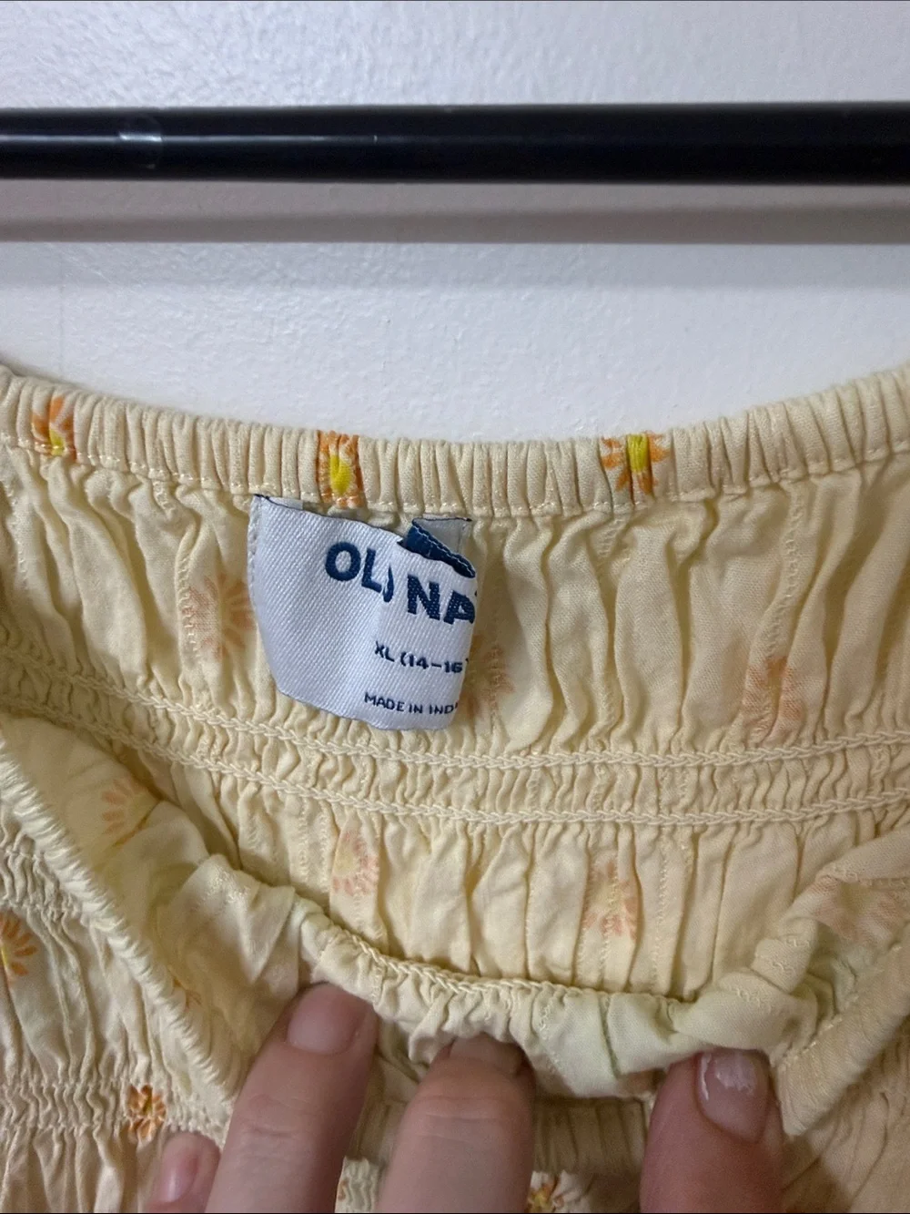 Old Navy Yellow Daisy-Embroidered Smocked Midi Dress